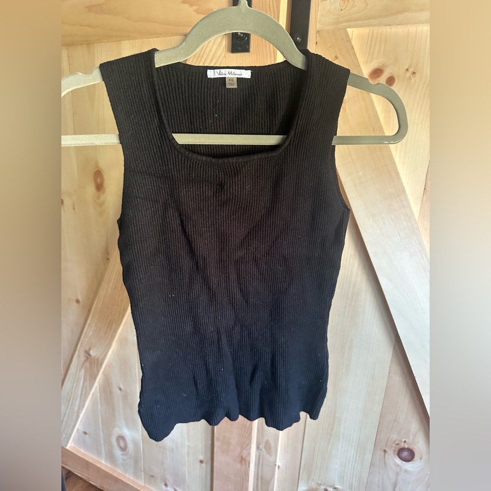 Milano Ribbed Black Tank Top